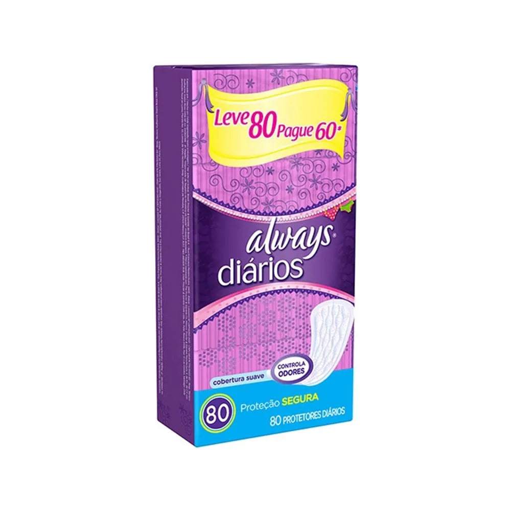Absorvente Always Protetor Diario Com Perfume Leve 80 Pague 60
