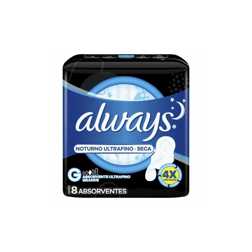 Absorvente Always Ultrafino Noturno Seca c/8un