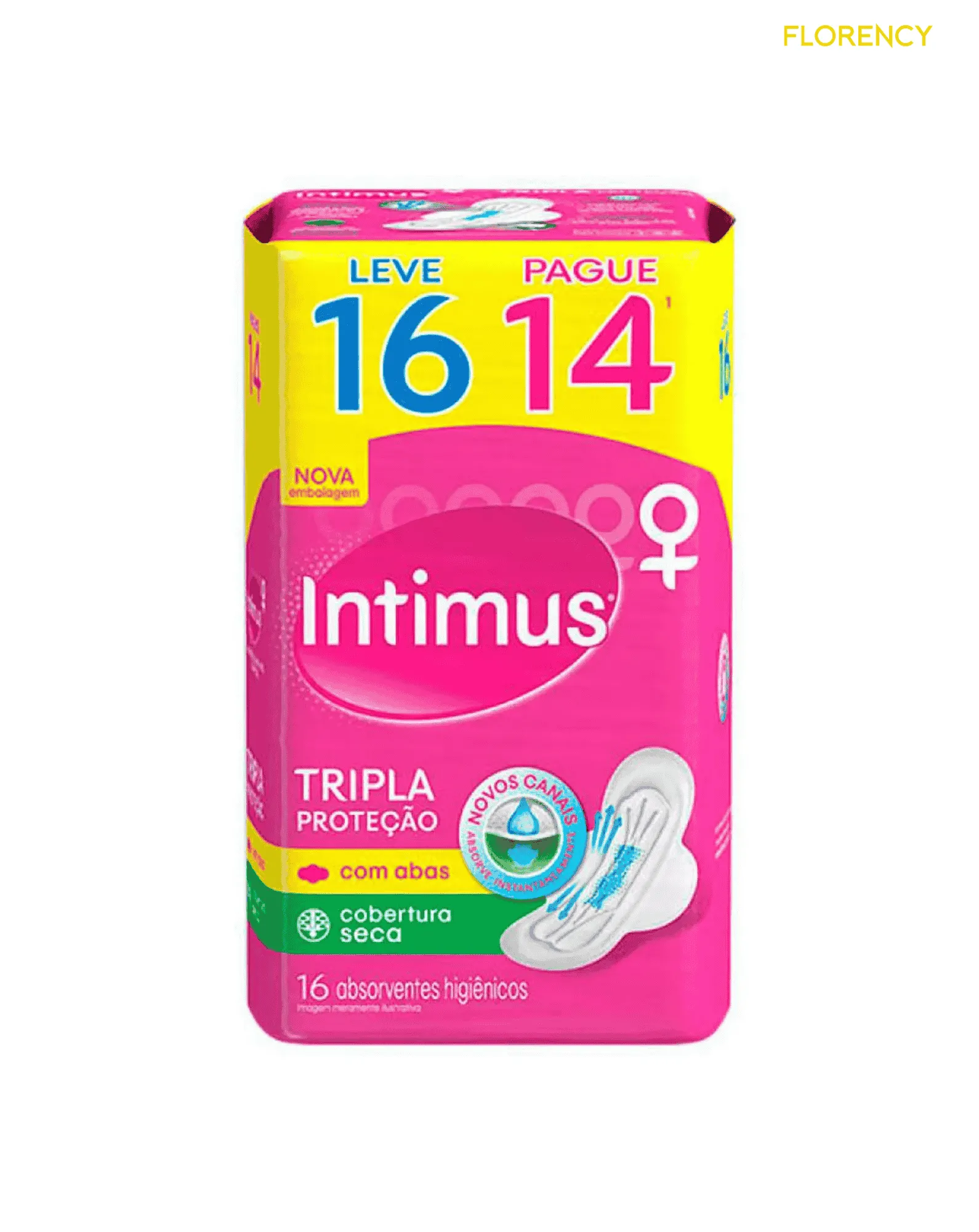 Absorvente Intimus Cobertura Seca Com Abas 16un