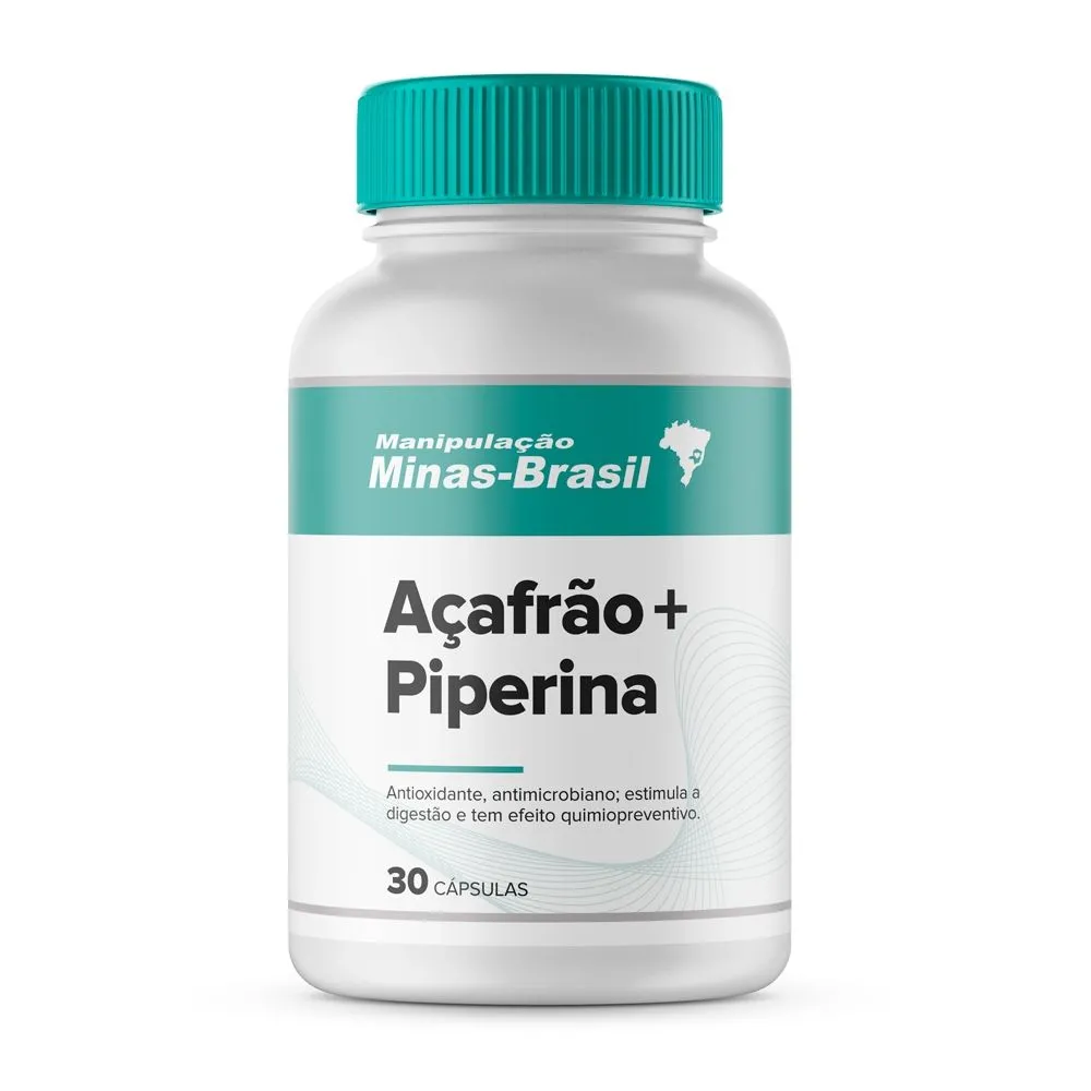 Açafrão - Curcuma Longa 100mg + Piperina 15mg com 30 Cápsulas