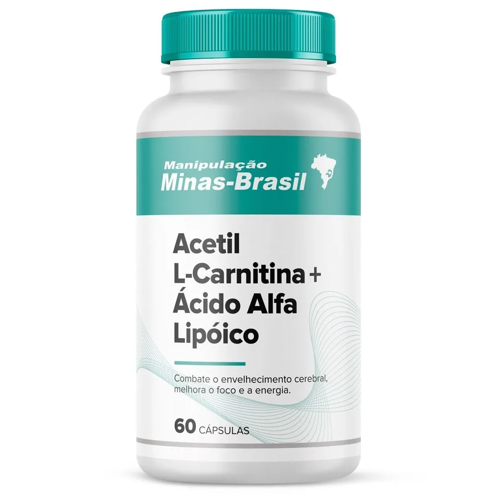 Acetil L-carnitina 500Mg Ácido Alfa Lipóico 200Mg - 60 Cápsulas