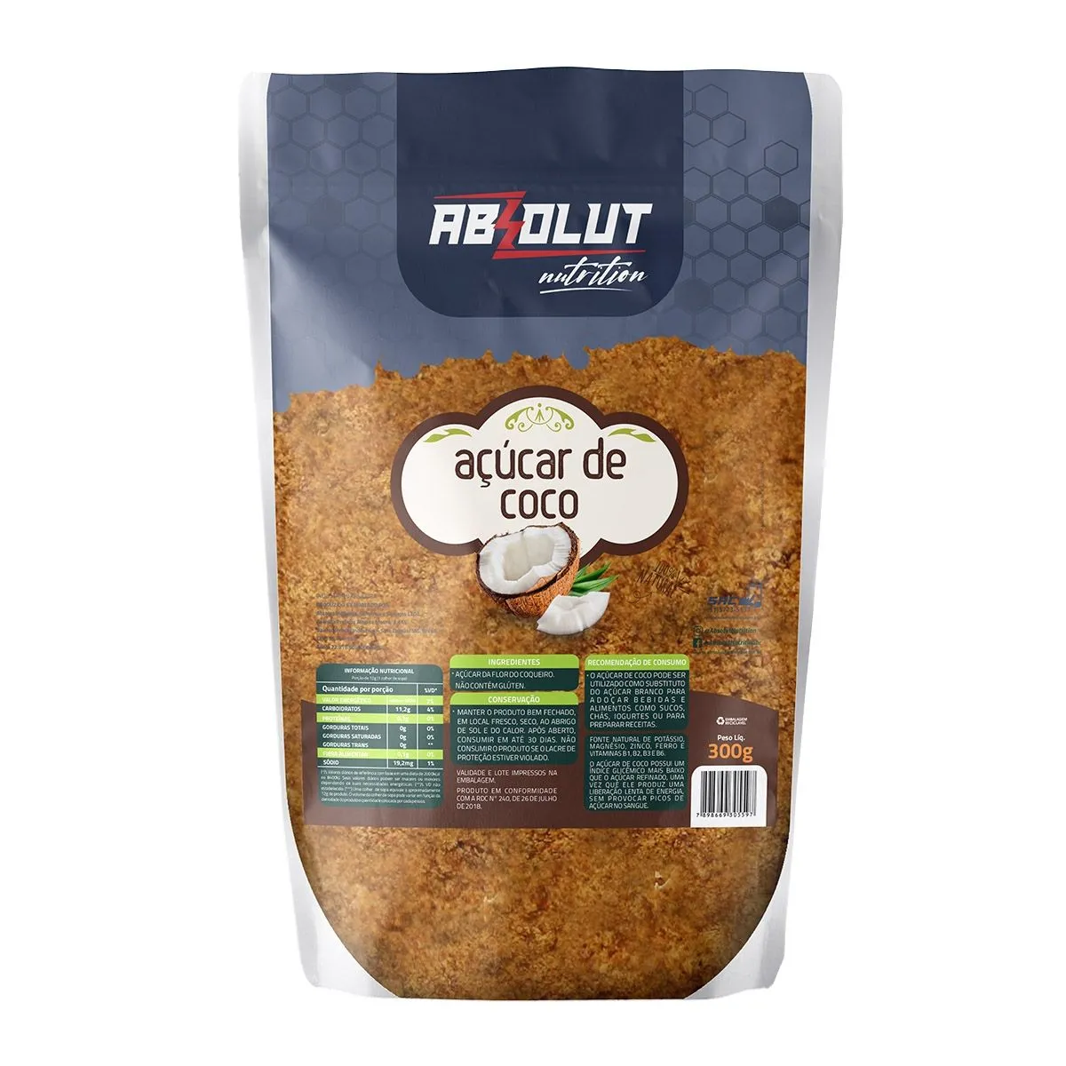 Açúcar de Coco 300G Absolut Nutrition