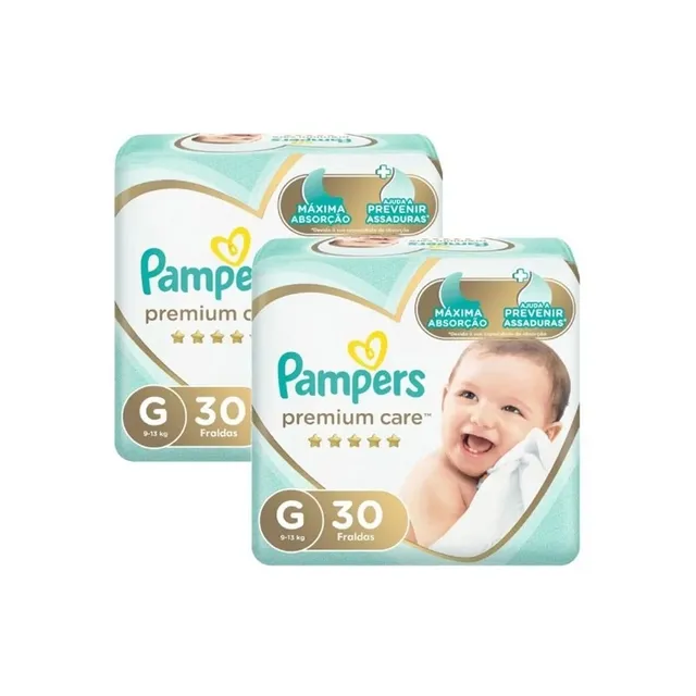 Kit 2 Fraldas Pampers P/Care Mega G c/30 Unidades cada