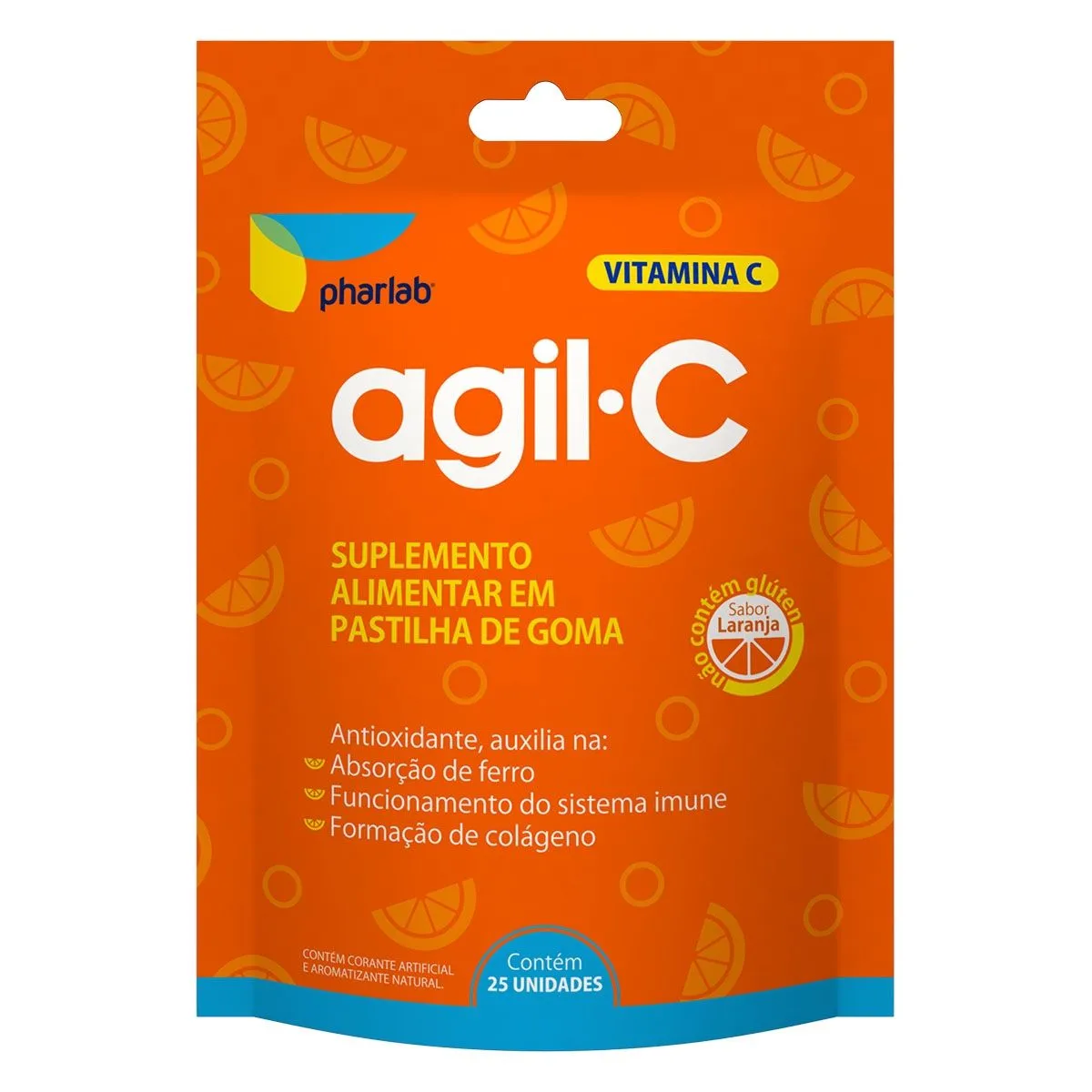 Agil C Sabor Laranja com 25 Pastilhas de Goma Pharlab