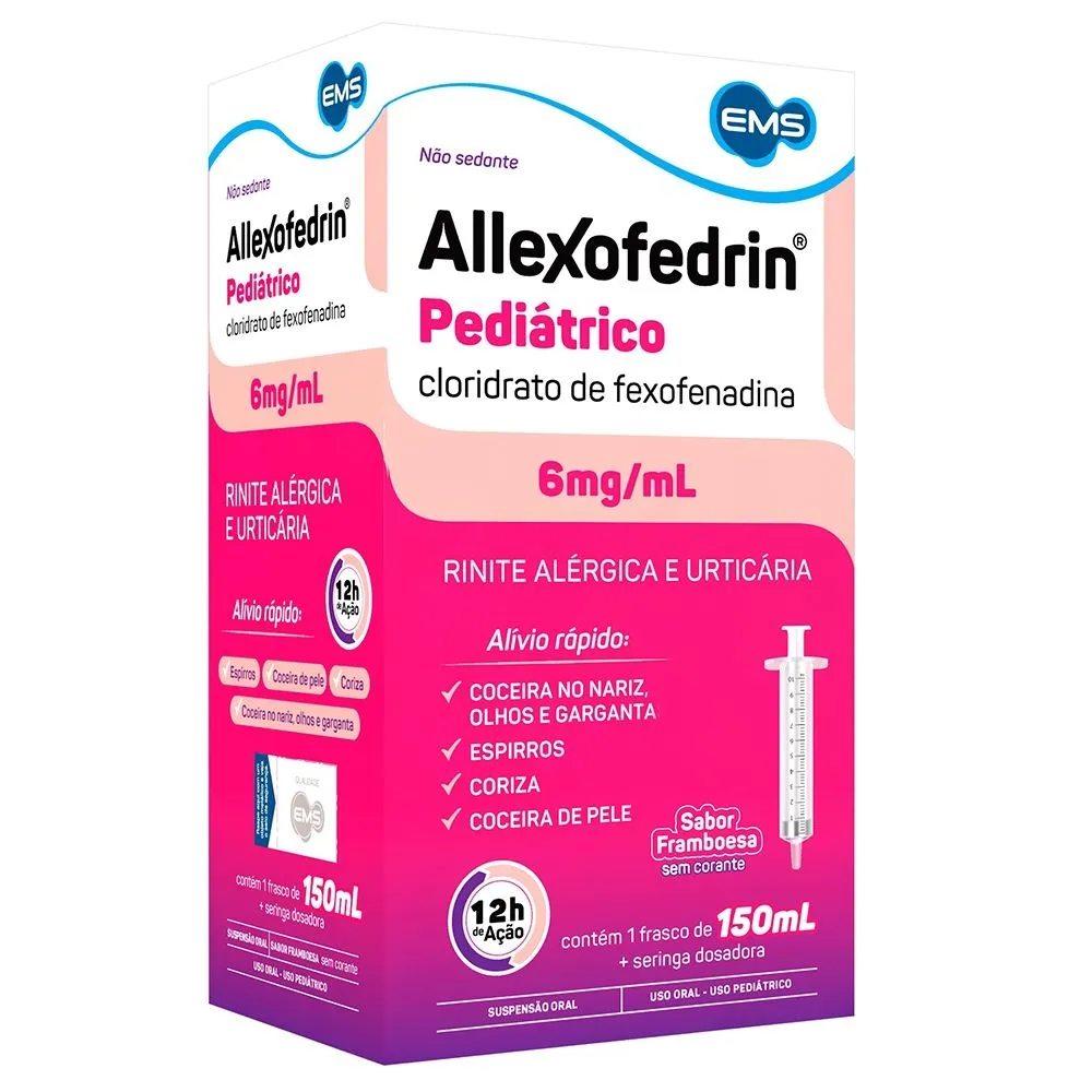 Allexofedrin Pediátrico 6mg Sabor Framboesa 150ml EMS