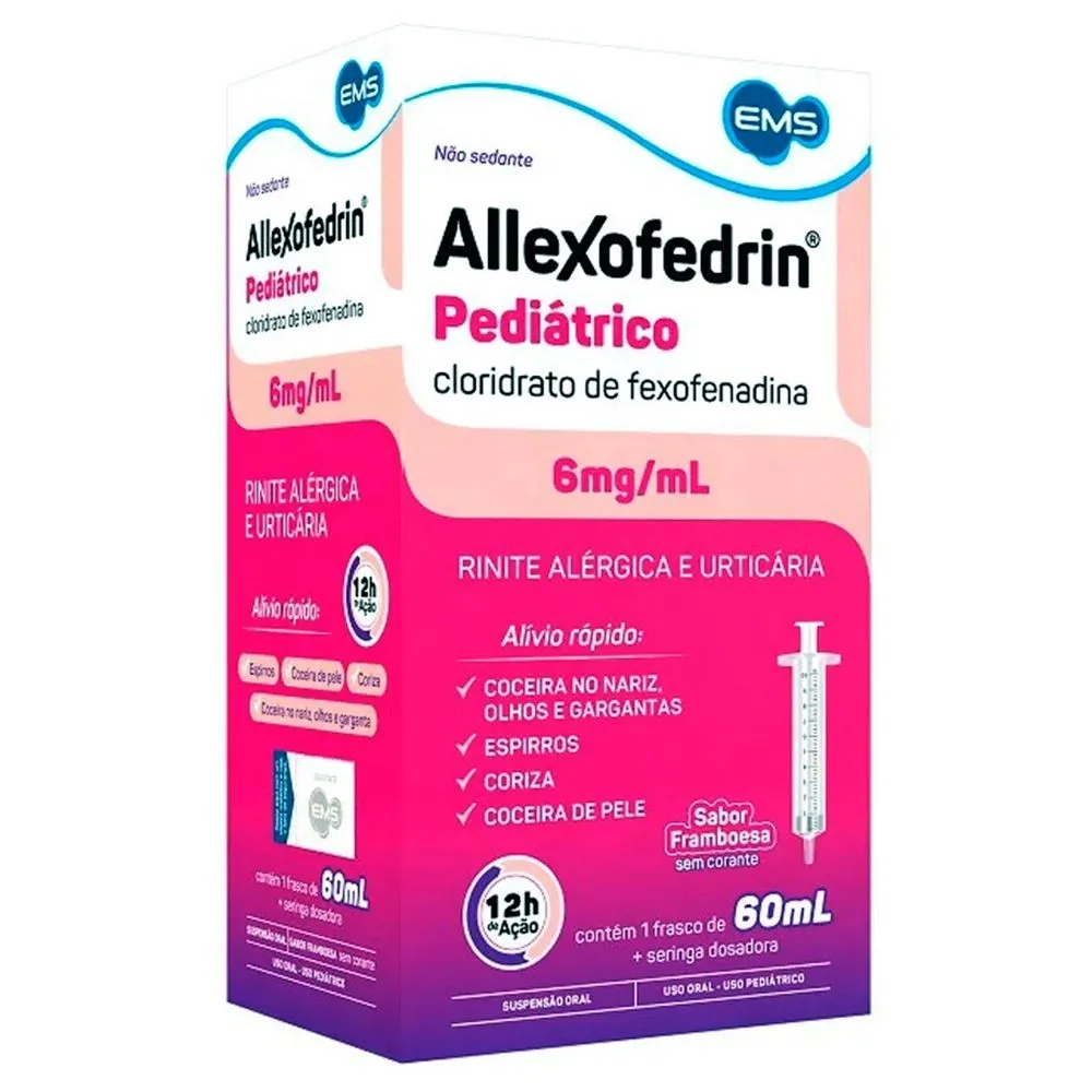 Allexofedrin Pediátrico 6mg Sabor Framboesa 60ml EMS