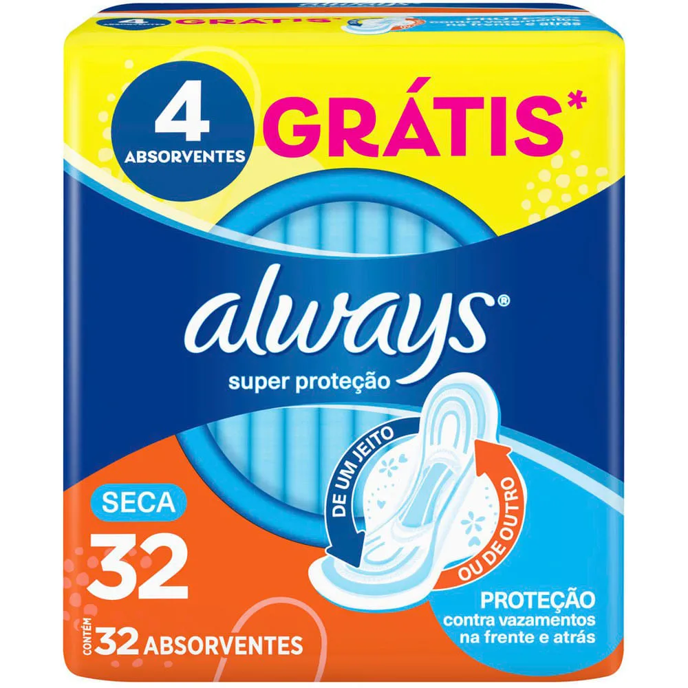 Always Absorvente Super Proteção Seca Com 32un