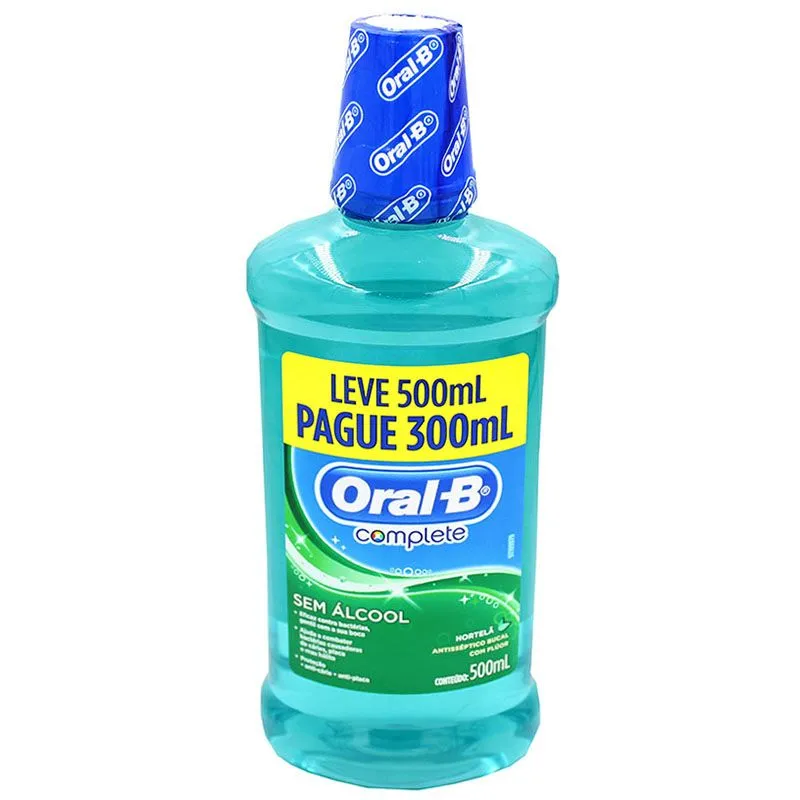 Anti Séptico Bucal Oral B Hortelâ Sem Álcool 500Ml