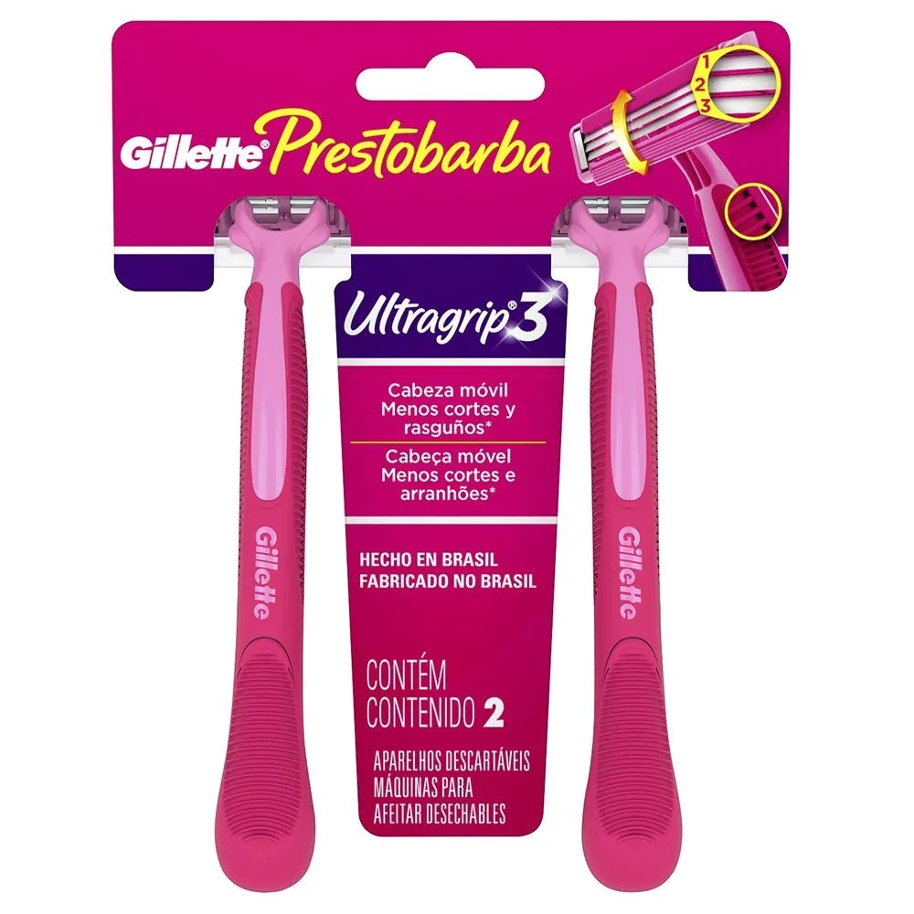 Aparelho Prestobarba Gillette Ultragrip Feminino C/ 02 Unidades