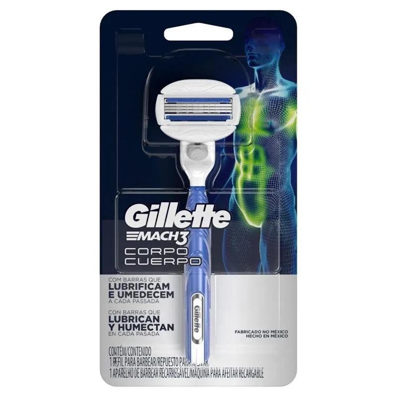 Aparelho Recarregável e Carga Corpo Gillette Mach3