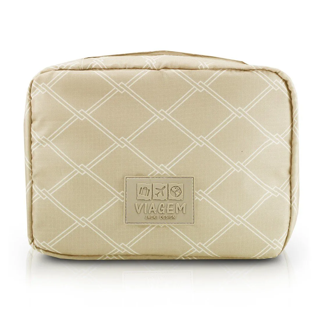 Necessaire Quadriculada para Viagem Jacki Design Bege