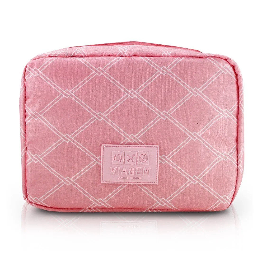 Necessaire Quadriculada para Viagem Jacki Design Rosa