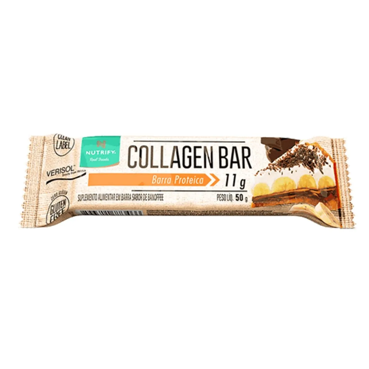 Barra de Colágeno Proteica Collagen Bar Sabor Banoffee Com 50G Nutrify