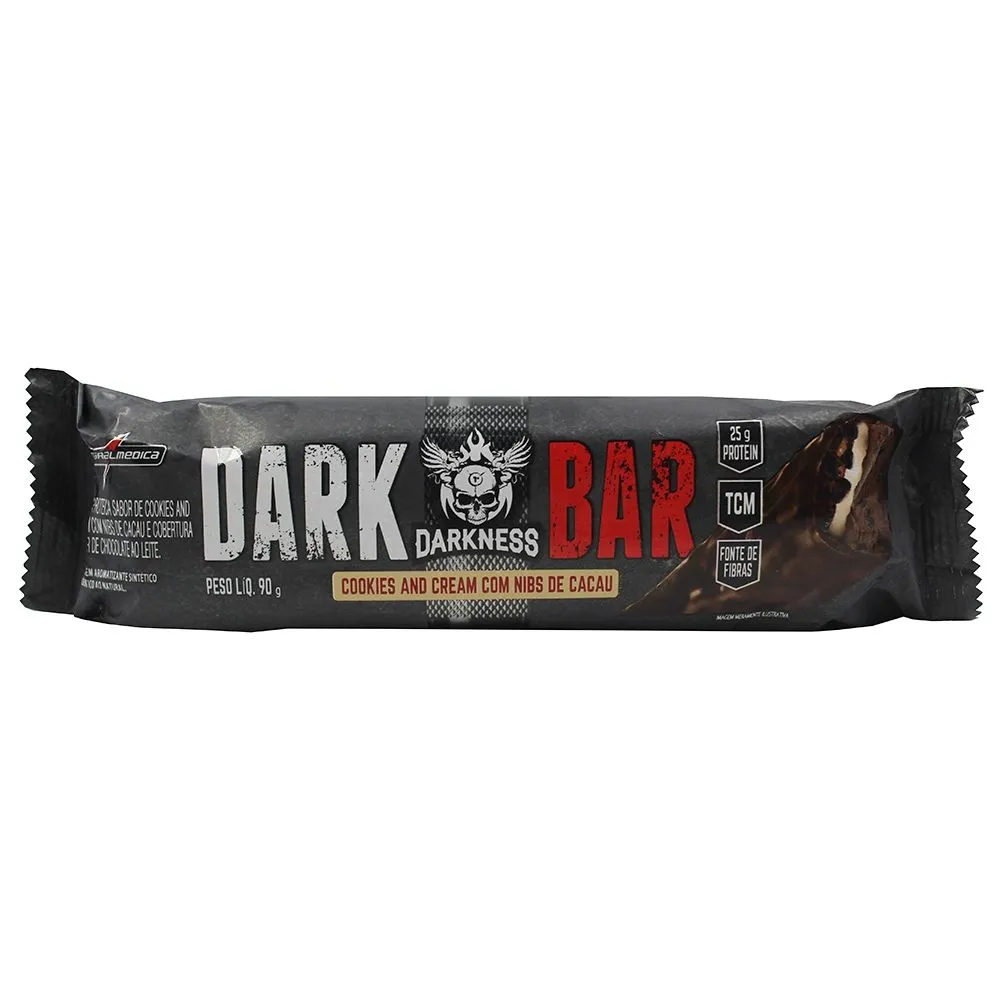 Barra Proteica Dark Bar Sabor Cookies And Cream Com Nibs De Cacau Chip Darkness 90G