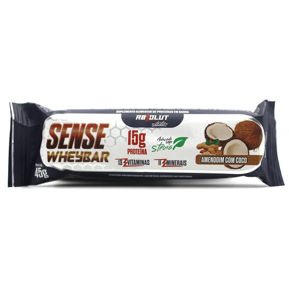 Barra Sense Wheybar Amendoim com Coco 45g Absolut Nutrition
