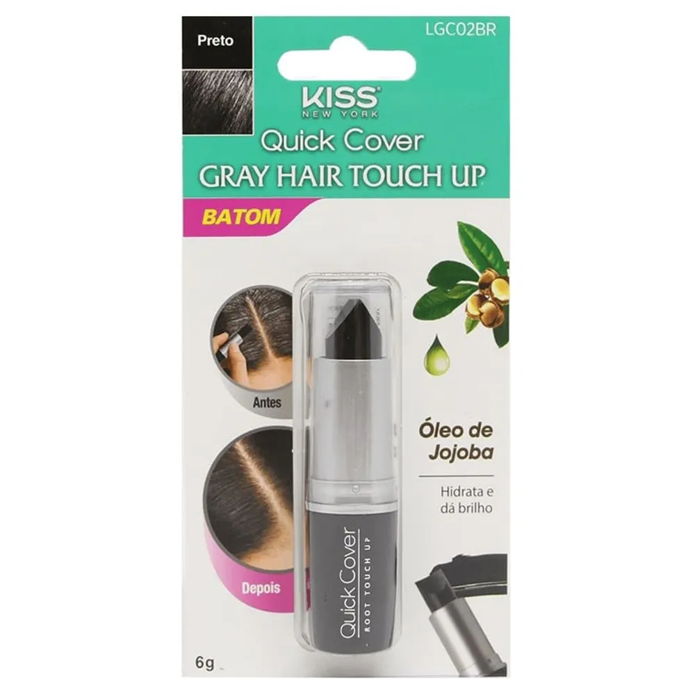 Batom Capilar para Retoque da Raiz Quick Cover Preto Kiss New York 6g