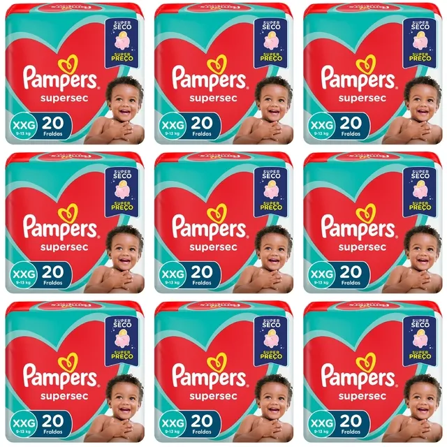 Kit 9 Fraldas Supersec ”Xxg” Pampers c/20 Unidades cada