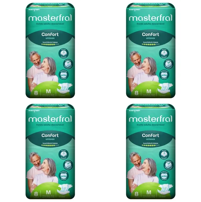 Kit 4 Fraldas Masterfral Confort M c/8 Unidades cada