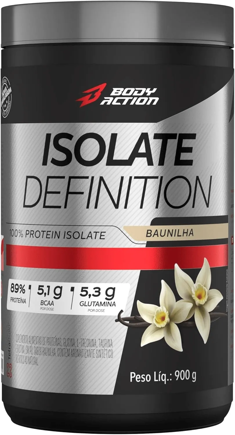 Body Action Whey Protein Isolado Isolate Definition 900g Sabor Baunilha