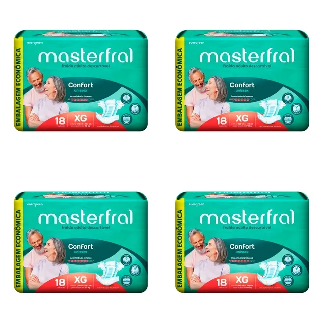 Kit 4 Fraldas Masterfral Confort Eco Xg 18 Unidades cada