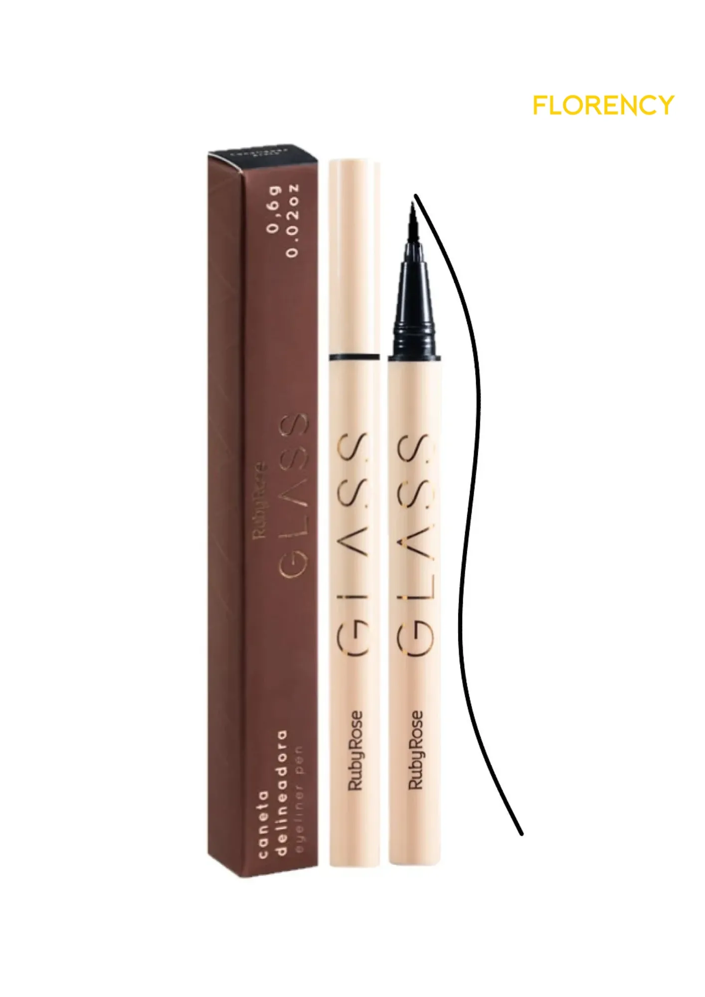 Caneta Delineadora Glass Ruby Rose Preta Hb-524