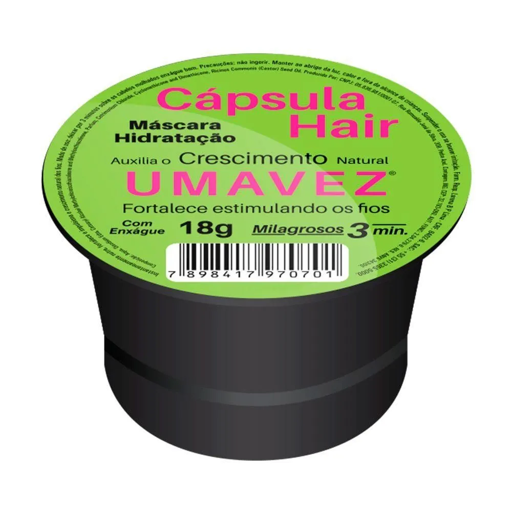 Cápsulas de Hidratação Hair Hidratante Crescimento Uma Vez 18G