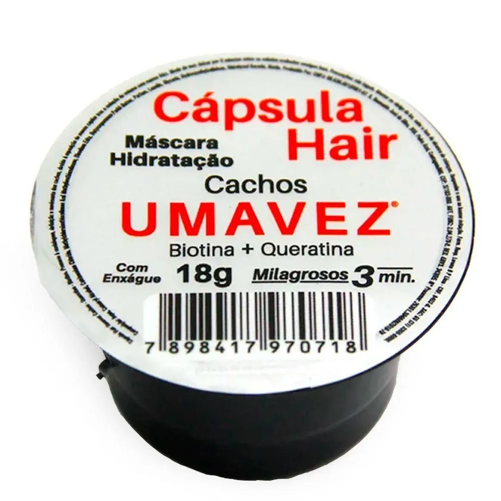 Cápsulas de Hidratação Hair Hidratante Uma Vez Cachos 18G