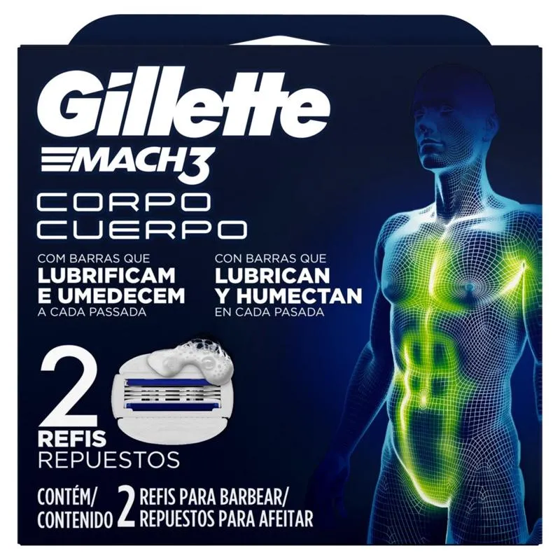 Carga de Aparelho Corpo Gillette Mach3 2 Unidades