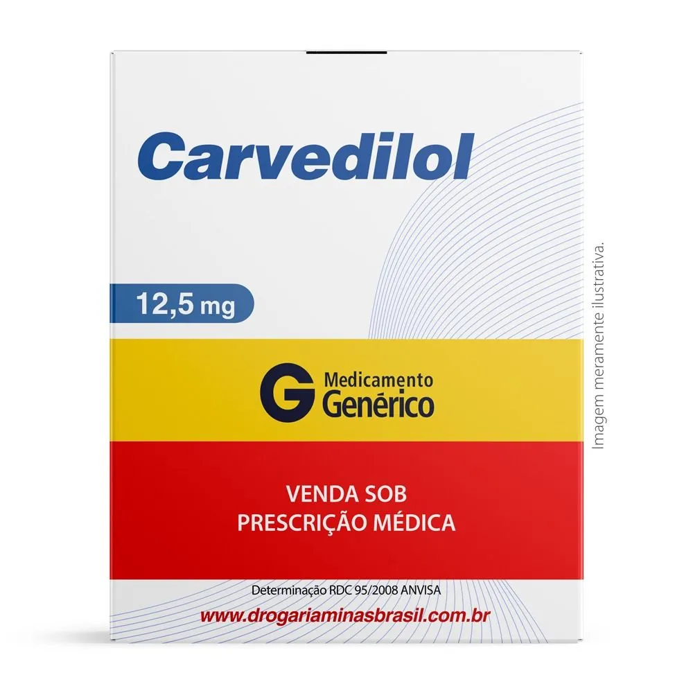Carvedilol 12,5 mg com 30 Comprimidos Genérico Ems