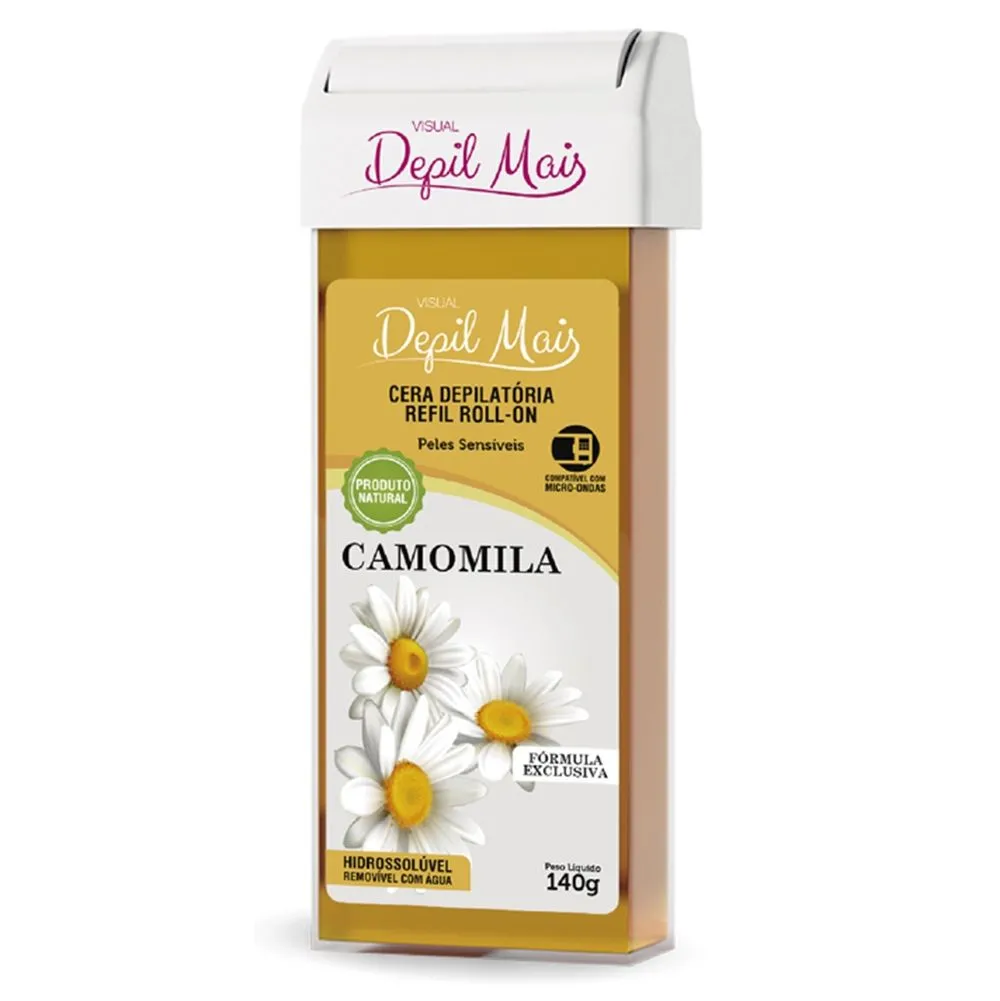 Cera Depilatória Hidrossolúvel Camomila Refil Roll On Com 140g Depil Mais