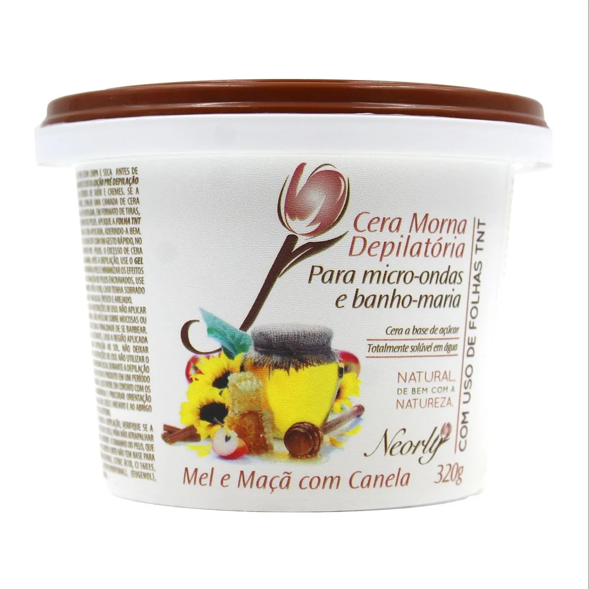Cera Morna Depilatória Para Micro-Ondas e Banho-Maria Mel e Maçã Com Canela 320G Neorly