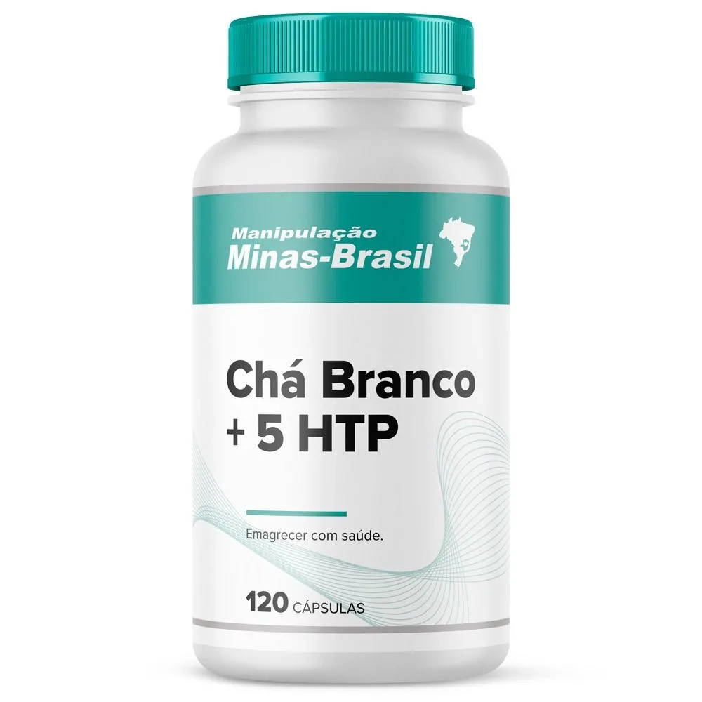 Chá Branco 250mg 5 HTP 50mg – Emagrecer Com Saúde -120 Cápsulas