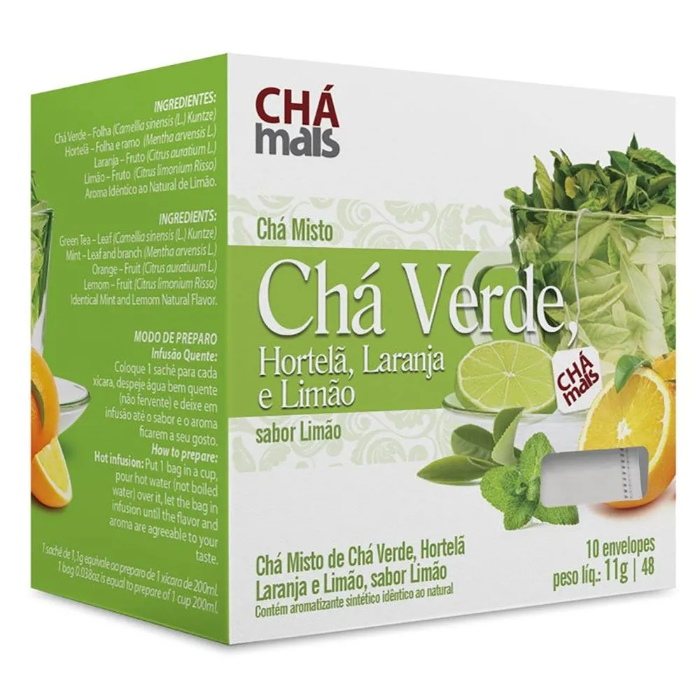 Chá Mais Chá Verde 10 Saches Com 11G