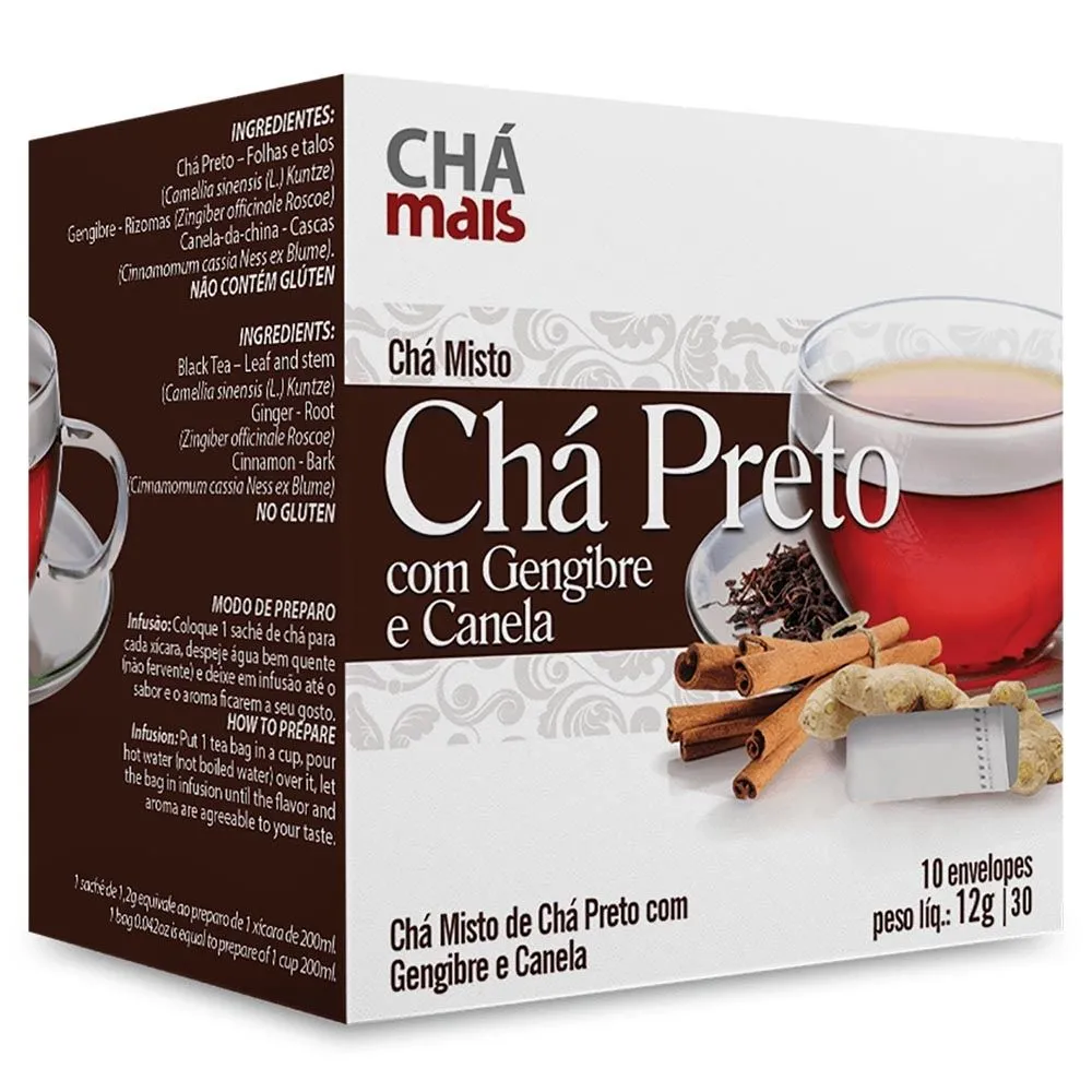Cha Mais Sabor Chá Preto Com Gengibre E Canela Com 10 Sachês