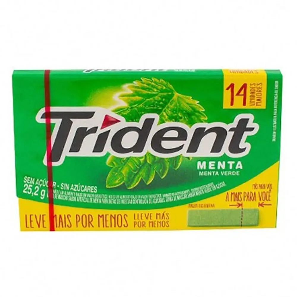 Chiclete Trident Embalagem Econômica Menta Com 14 Unidades