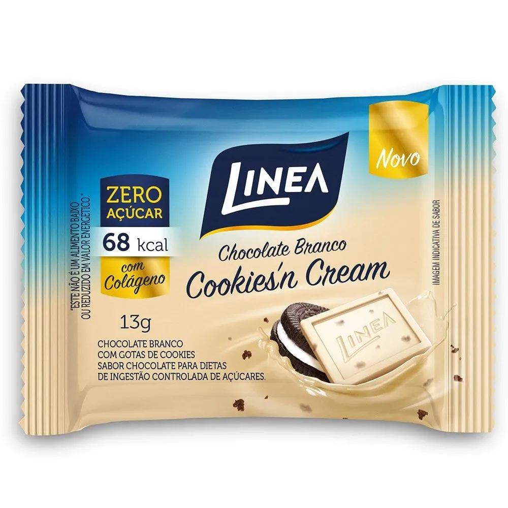 Chocolate Branco Cookies`n Cream Zero Açucar 13g Linea