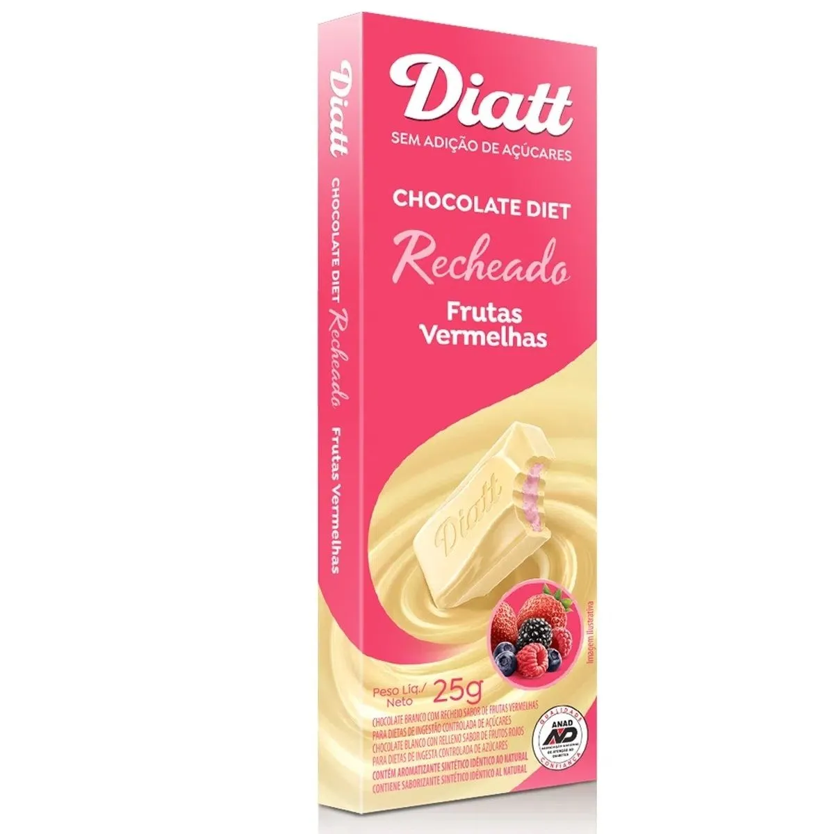 Chocolate Diet Frutas Vermelhas Diatt 25g