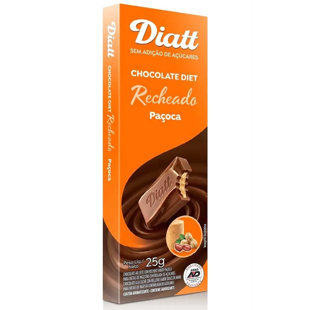 Chocolate Diet Recheado Paçoca Diatt 25g