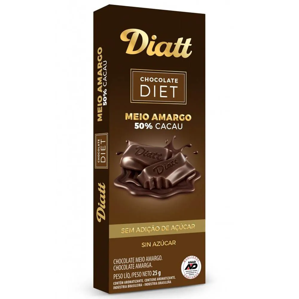 Chocolate Meio Amargo Diatt Diet 25G