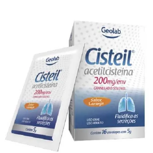 Cisteil Granulado Solúvel 200Mg Sabor Laranja Com 16 Envelopes