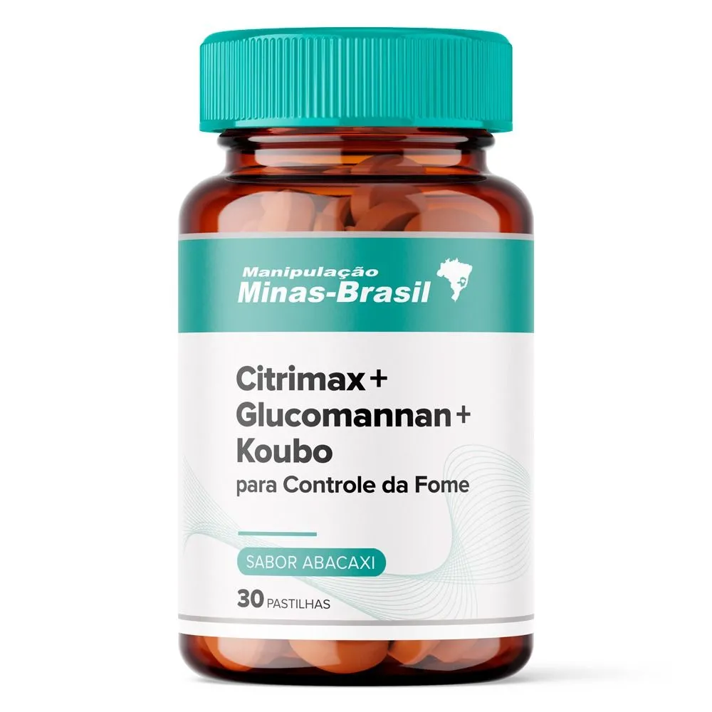 Citrimax + Glucomannan + Koubo para Controle da Fome 30 Pastilhas Abacaxi