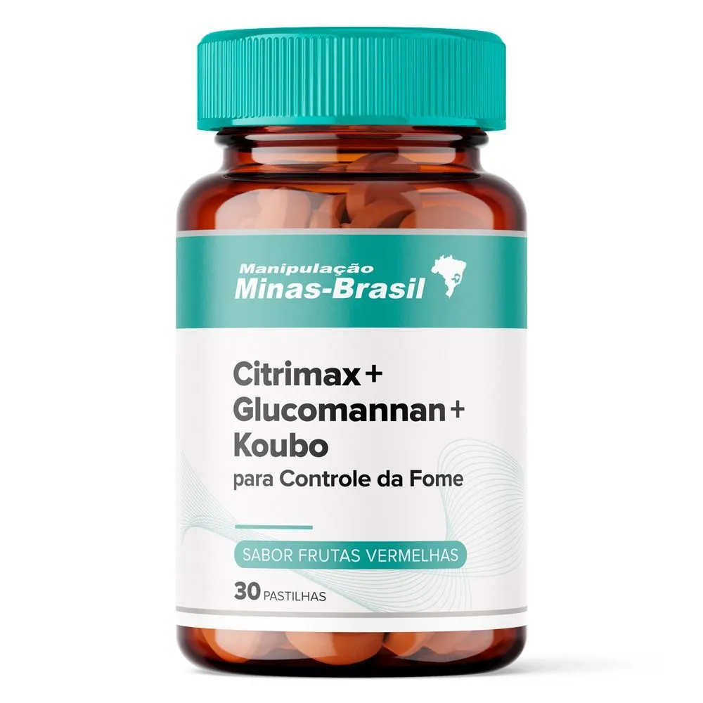 Citrimax + Glucomannan + Koubo para Controle da Fome 30 Pastilhas Frutas Vermelhas