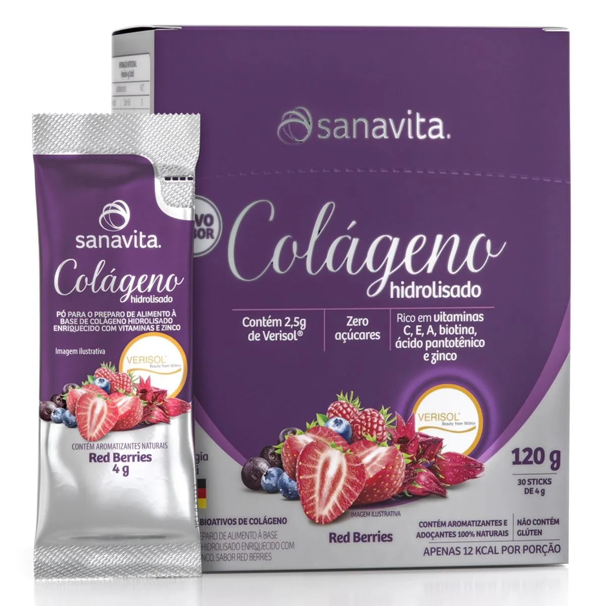 Colágeno Hidrolisado Sabor Red Berries Sanavita 120G