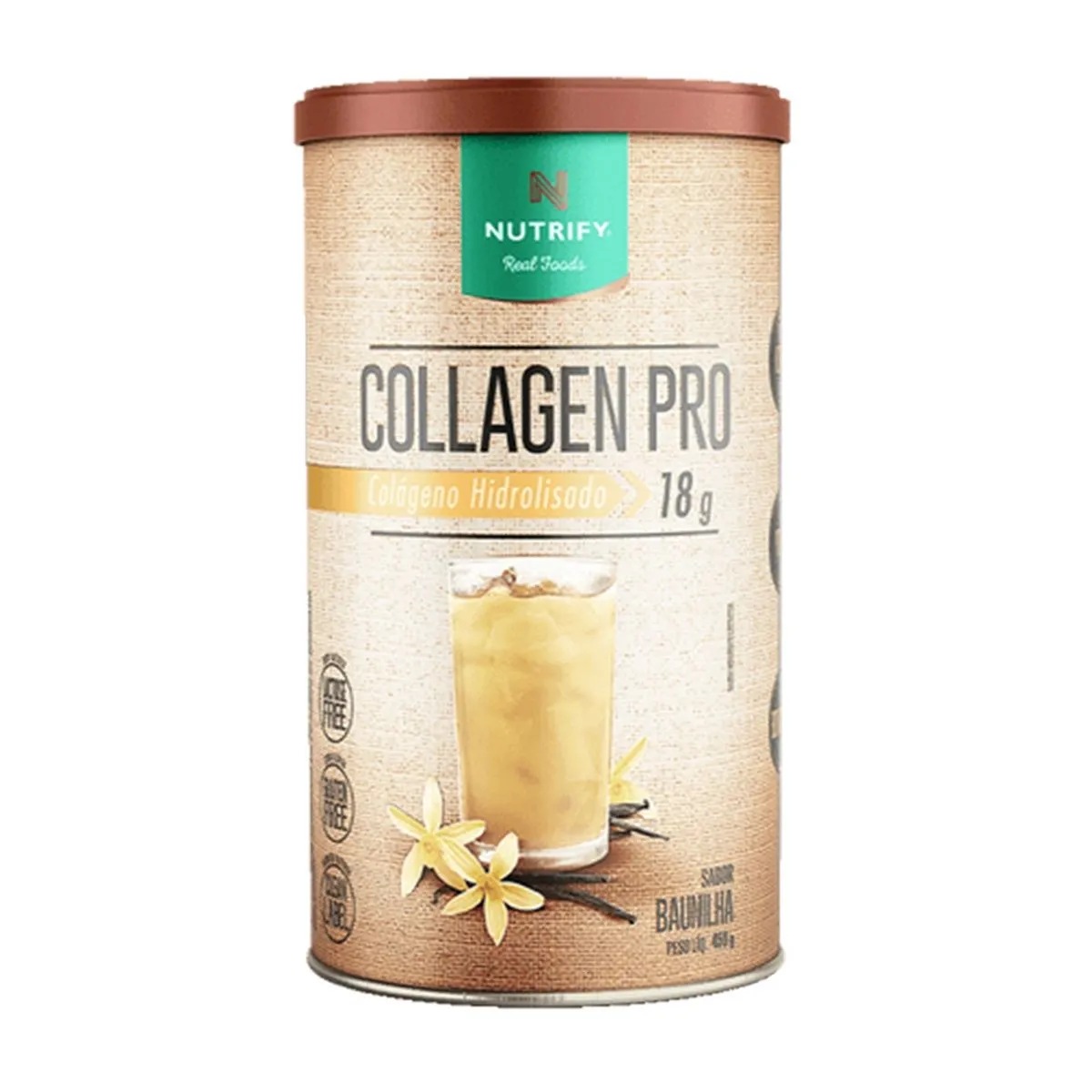 Collagen Pro Hidrolisado Sabor Baunilha Com 450g Nutrify