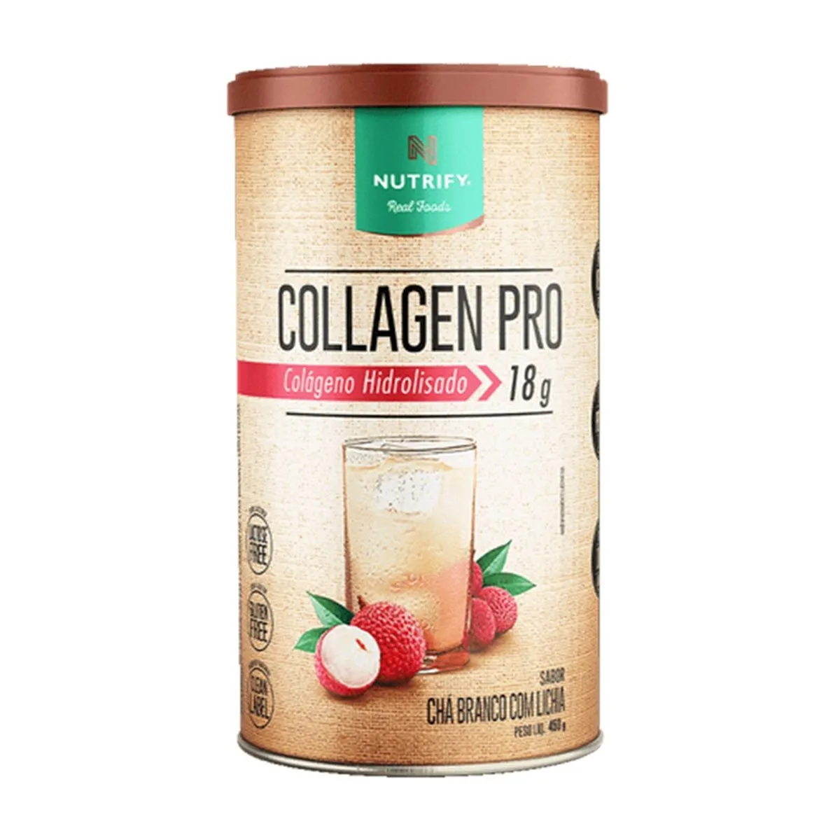 Collagen Pro Hidrolisado Sabor Chá Branco Com Linchia Com 450g Nutrify