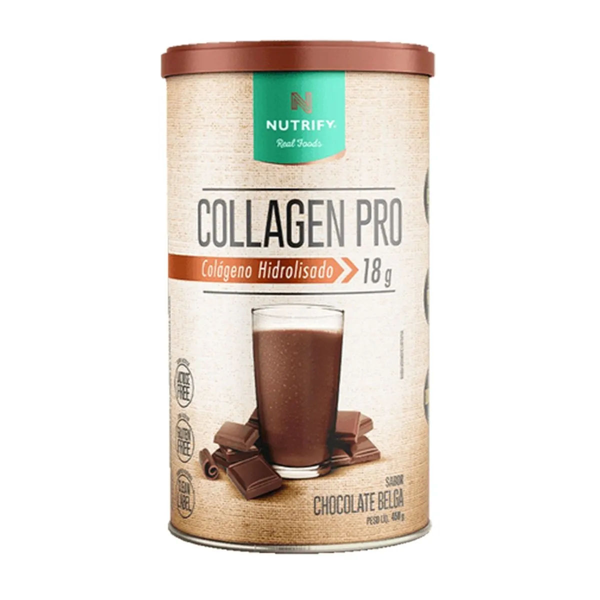 Collagen Pro Hidrolisado Sabor Chocolate Belga Com 450g Nutrify