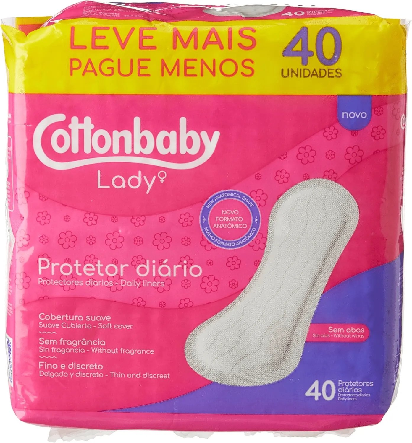 Cottonbaby Lady Protetor Diário Sem Abas com 40un
