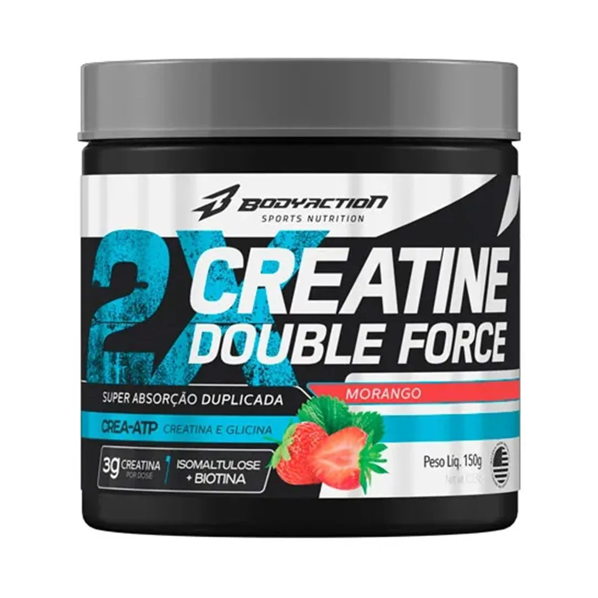 Creatine Double Force Sabor Morango Com 150G Body Action