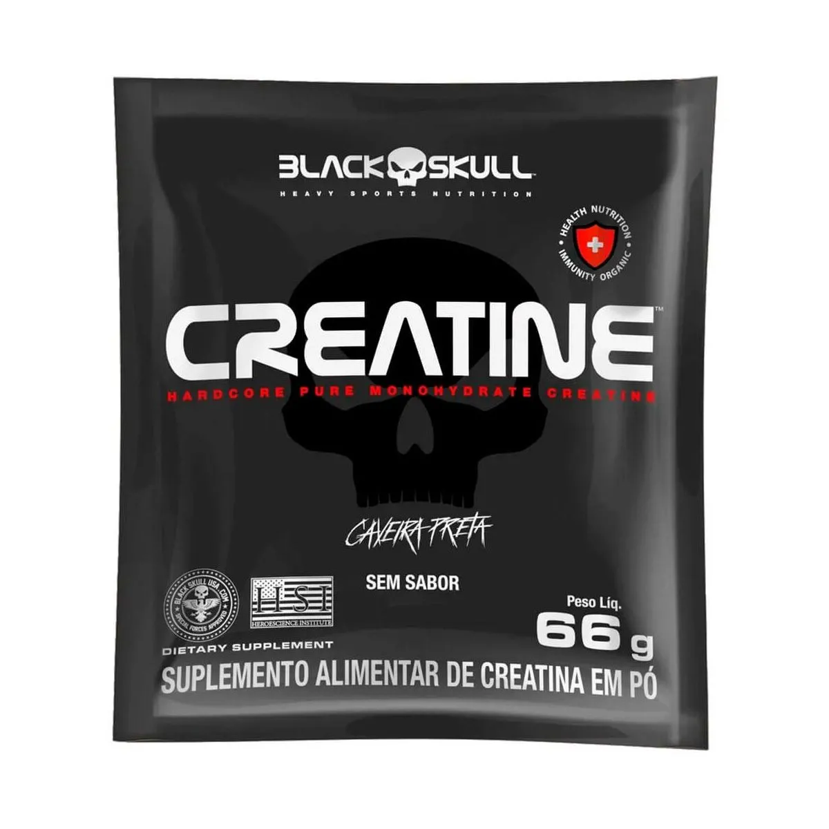 Creatine Sem Sabor Sachê Com 66g Black Skull