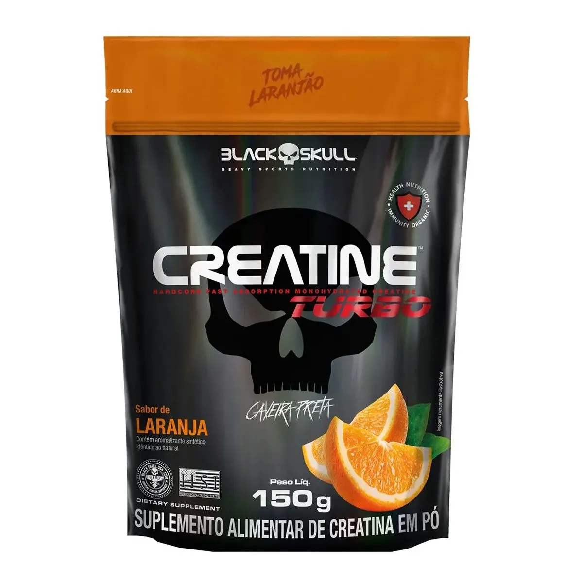 Creatine Turbo Sabor Laranja Refil Com 150g Black Skull